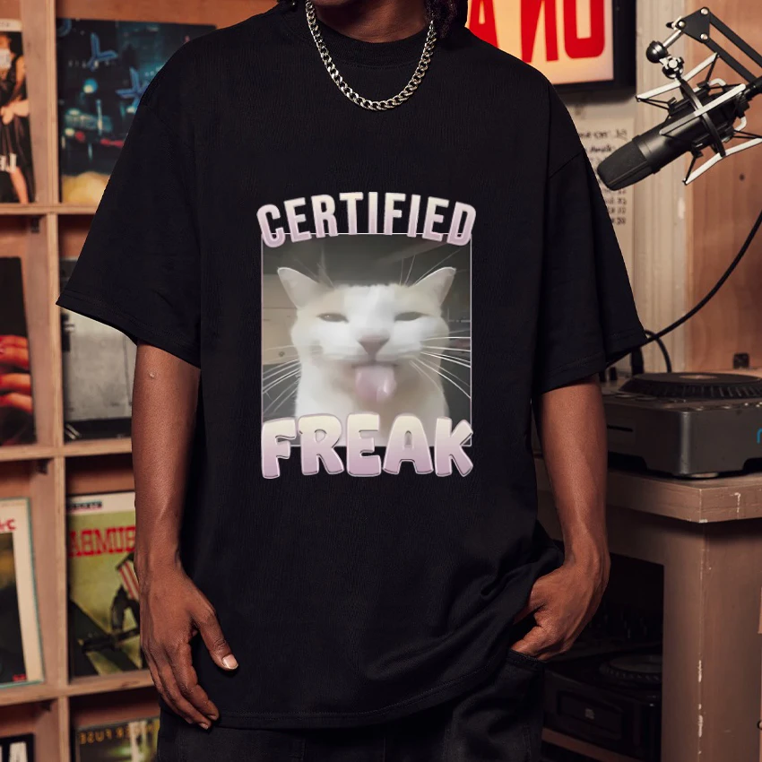 Hot sale Certified Freak Funny Cat Meme Graphic T Shirts Men Women Casual Oversized short sleeve T-shirt Unisex 100% Cotton Tops
Hot sale Certified Freak Funny Cat Meme Graphic T Shirts Men Women Casual Oversized short sleeve T-shirt Unisex 100% Cotton Tops