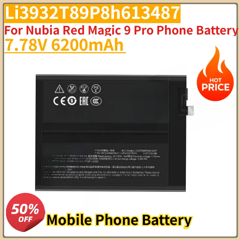 Новый высококачественный сменный аккумулятор Li3932T89P8h613487 7,78 В 6200 мАч для телефона Nubia Red Magic 9 Pro
Новый высококачественный сменный аккумулятор Li3932T89P8h613487 7,78 В 6200 мАч для телефона Nubia Red Magic 9 Pro