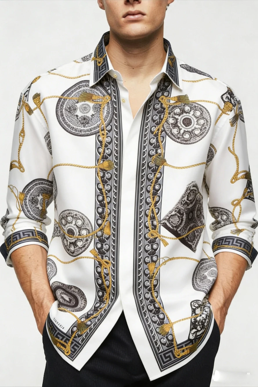 2026 Men's Retro Long Sleeve Shirt Colorful Irregular HD Print Large Size Loose Designer Shirt Business Formal Social Men's Wear
2026 Men's Retro Long Sleeve Shirt Colorful Irregular HD Print Large Size Loose Designer Shirt Business Formal Social Men's Wear
