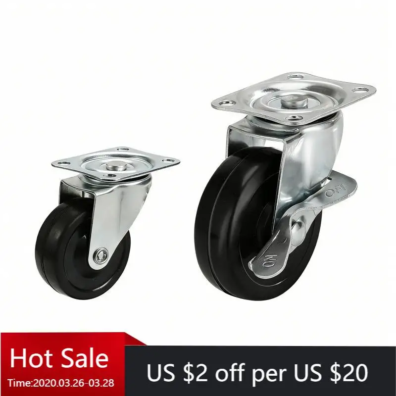 4Pcs 3 Inch Black Rubber Swivel Caster Wheels with Brake for Cart, Trolley, Storage Shelf, Cabinet, Food Cart
4Pcs 3 Inch Black Rubber Swivel Caster Wheels with Brake for Cart, Trolley, Storage Shelf, Cabinet, Food Cart