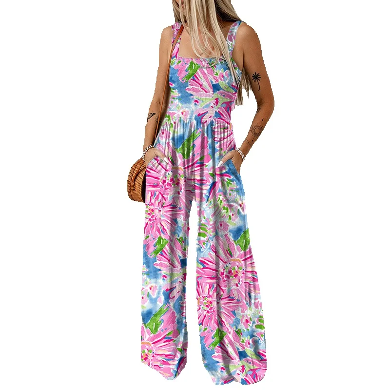 Summer New Sleeveless Jumpsuit Women's Casual Floral Print Pleated Wide Leg Pants
Summer New Sleeveless Jumpsuit Women's Casual Floral Print Pleated Wide Leg Pants
