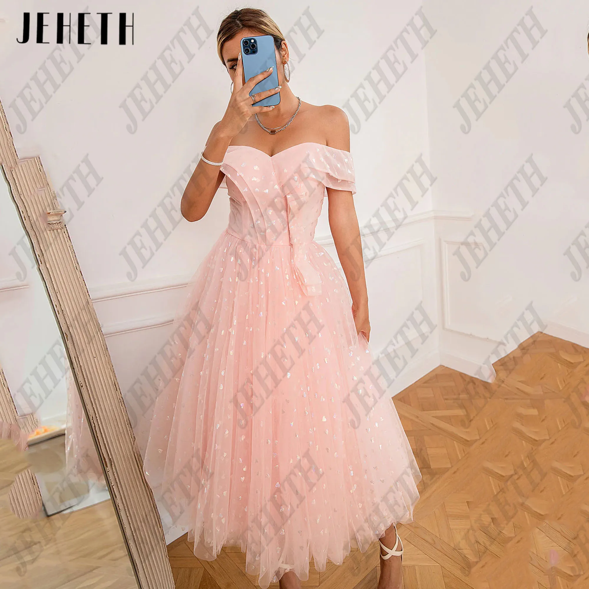 JEHETH Heart Off Shoulder Mini Prom Dress 2025 V-Neck A-Line Fairy Evening Gowns Ankle Length Formal Occasion Dresses Customized
JEHETH Heart Off Shoulder Mini Prom Dress 2025 V-Neck A-Line Fairy Evening Gowns Ankle Length Formal Occasion Dresses Customized