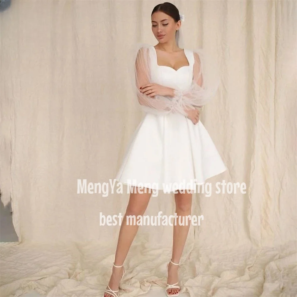 ZHUISHU Simple Sweetheart Square Collar Short Wedding Dress Puff Sleeves Backless Lace Up Above Knee Mini Bridal Gown Robe
ZHUISHU Simple Sweetheart Square Collar Short Wedding Dress Puff Sleeves Backless Lace Up Above Knee Mini Bridal Gown Robe