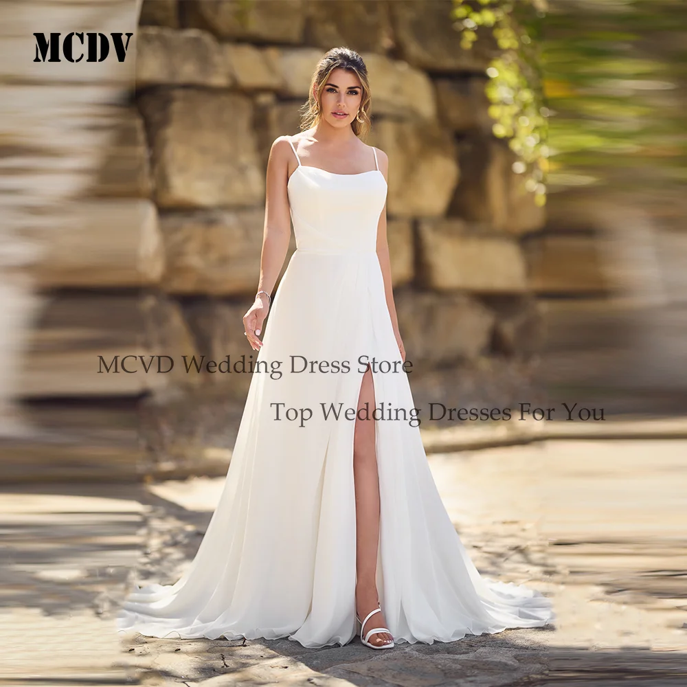 MCDV Simple Wedding Dresses Elegant 2026 Spaghetti Straps A-Line Backless Bride Gowns Side Split Bride Gowns Satin Customized
MCDV Simple Wedding Dresses Elegant 2026 Spaghetti Straps A-Line Backless Bride Gowns Side Split Bride Gowns Satin Customized
