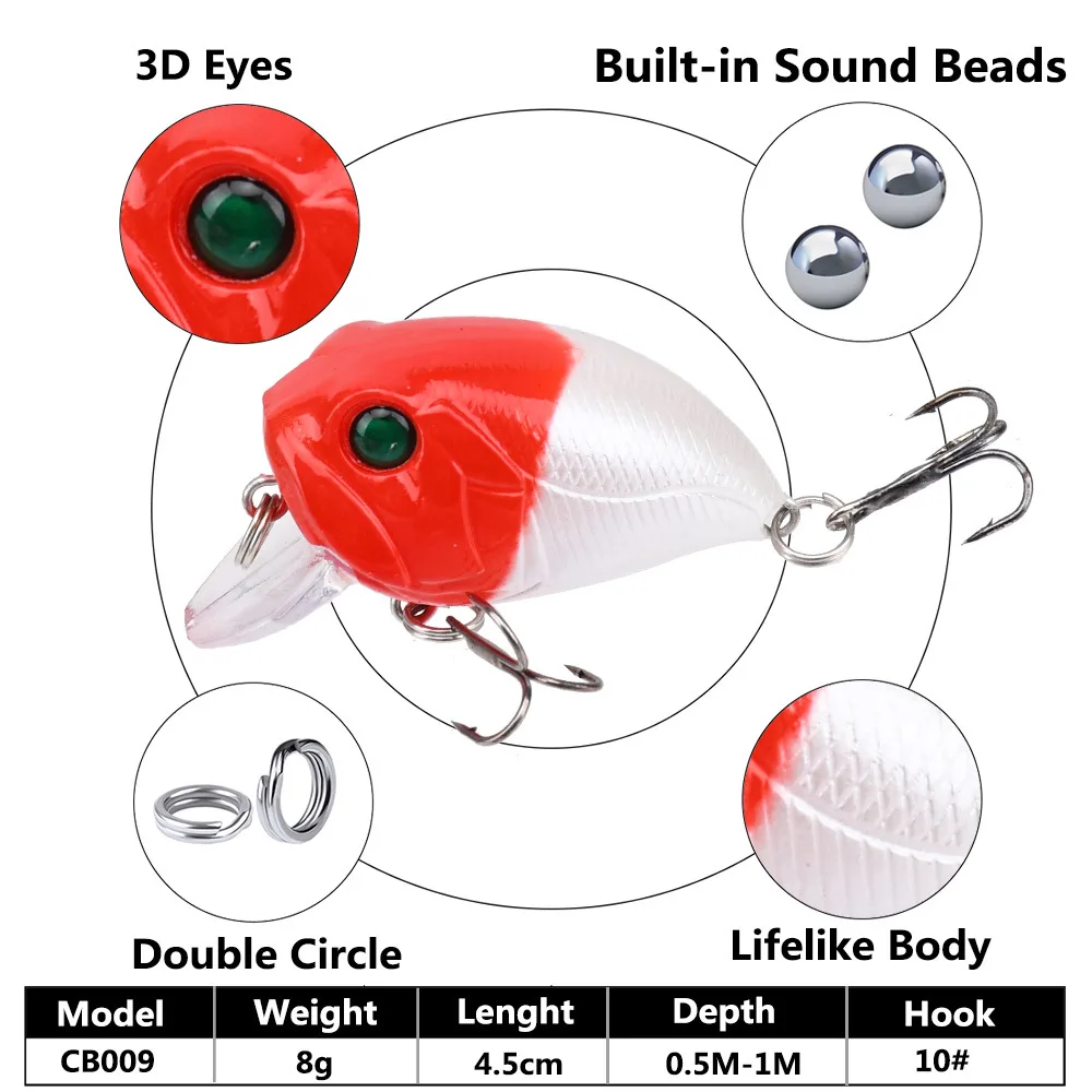 4.5CM 9G Mini Crankbait Hard Lure Long Cast Sharp Hooks Freshwater Saltwater Fishing Bait
4.5CM 9G Mini Crankbait Hard Lure Long Cast Sharp Hooks Freshwater Saltwater Fishing Bait