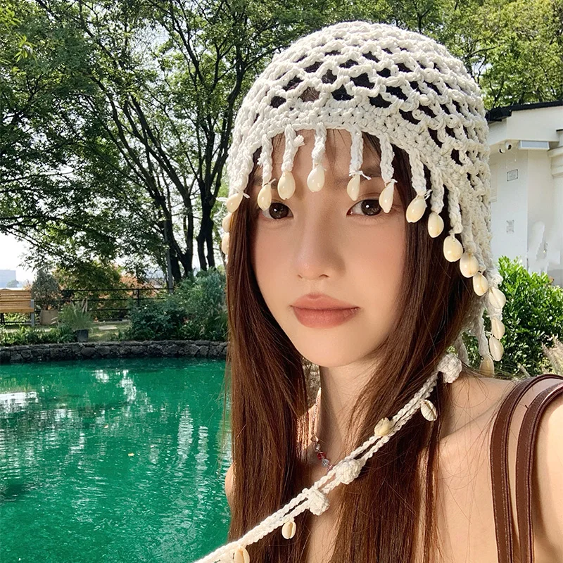Niche Bohemian Style Hand-knitted Hollow Pullover Hat Women's Spring Summer Trend Shell Fringe Decorative Breathable Beanie Cap
Niche Bohemian Style Hand-knitted Hollow Pullover Hat Women's Spring Summer Trend Shell Fringe Decorative Breathable Beanie Cap