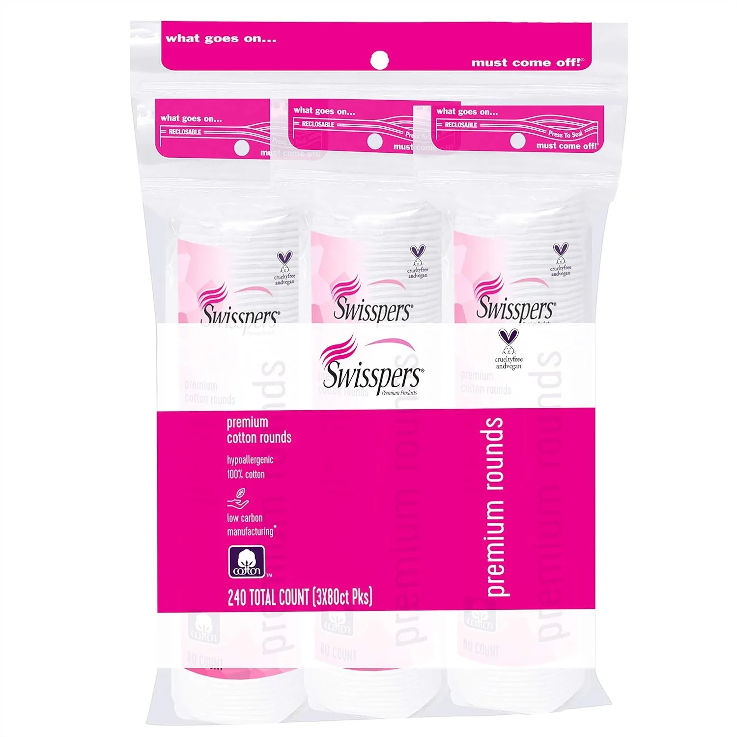 Cotton Rounds for Makeup Removal and Facial Cleansing, 240 Count
Cotton Rounds for Makeup Removal and Facial Cleansing, 240 Count