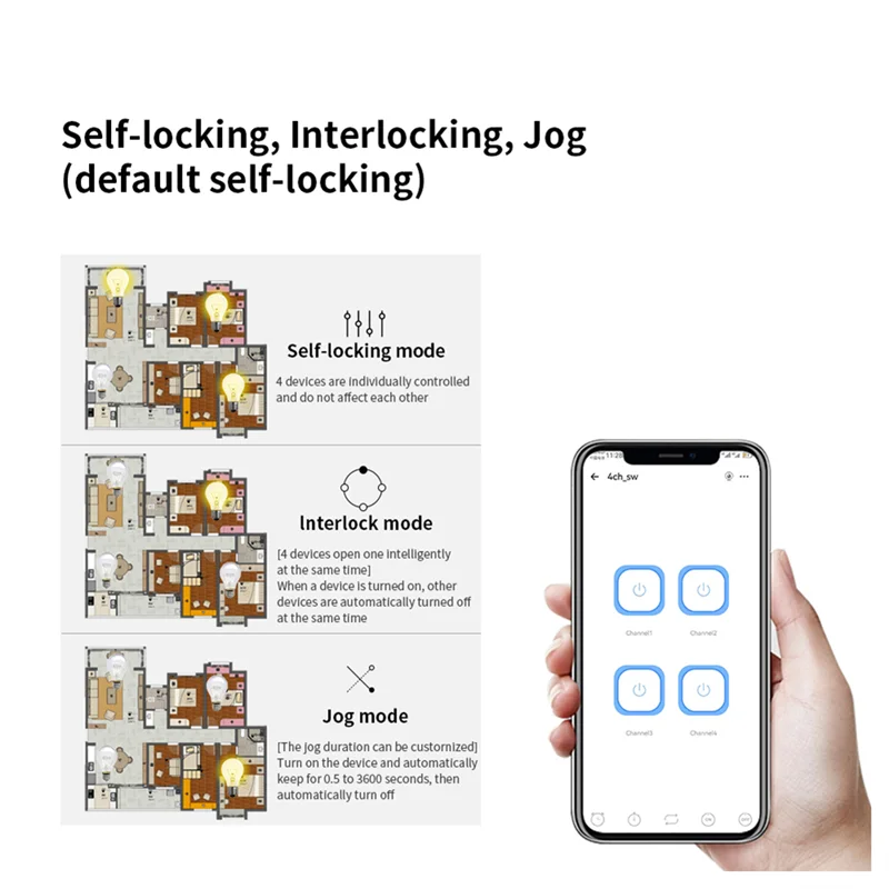 Smart Switch 4CH WiFi Smart Switch+RF433 Remote 85-265V 2.4G WiFi Home Automation Module for IFTT Home
Smart Switch 4CH WiFi Smart Switch+RF433 Remote 85-265V 2.4G WiFi Home Automation Module for IFTT Home