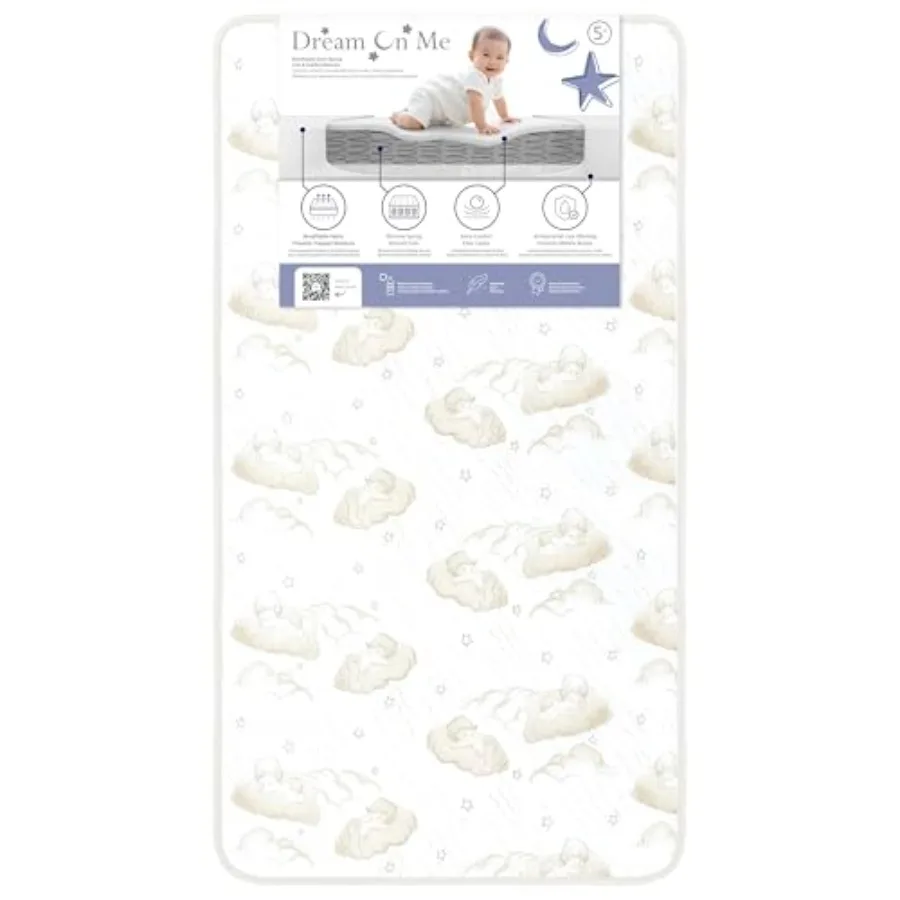 Twilight 5" 2-in-1 Breathable Spring Coil Crib and Toddler Mattress Firm Infant Side and Plush Toddler Side, Reversible Design,
Twilight 5" 2-in-1 Breathable Spring Coil Crib and Toddler Mattress Firm Infant Side and Plush Toddler Side, Reversible Design,