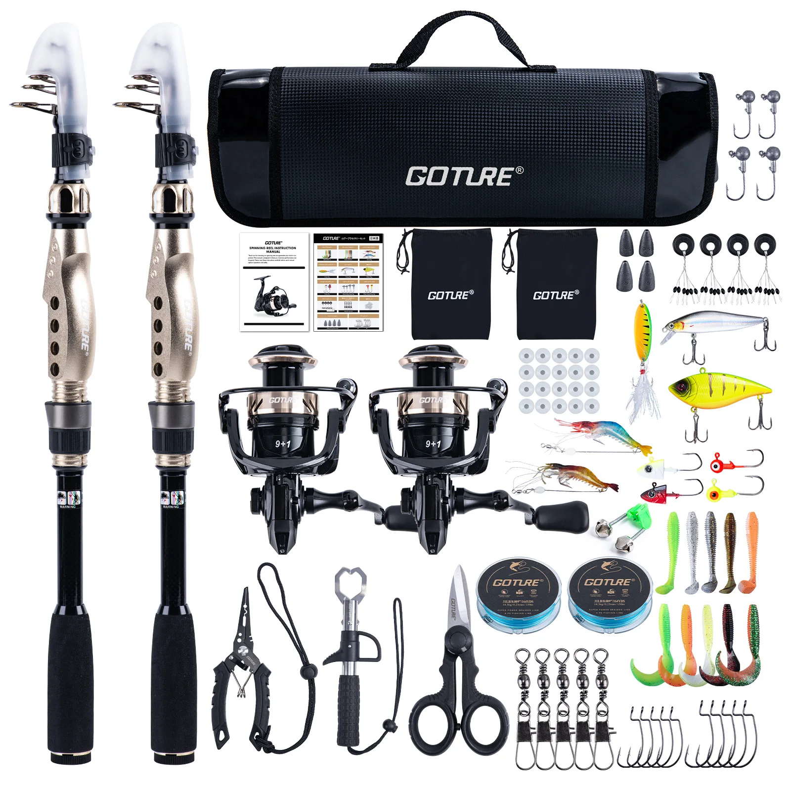 Goture Fishing Rod and Reel Combos with Carry Bag Telescopic Pole Spinning Reel Lures Set for Travel Saltwater Freshwater
Goture Fishing Rod and Reel Combos with Carry Bag Telescopic Pole Spinning Reel Lures Set for Travel Saltwater Freshwater
