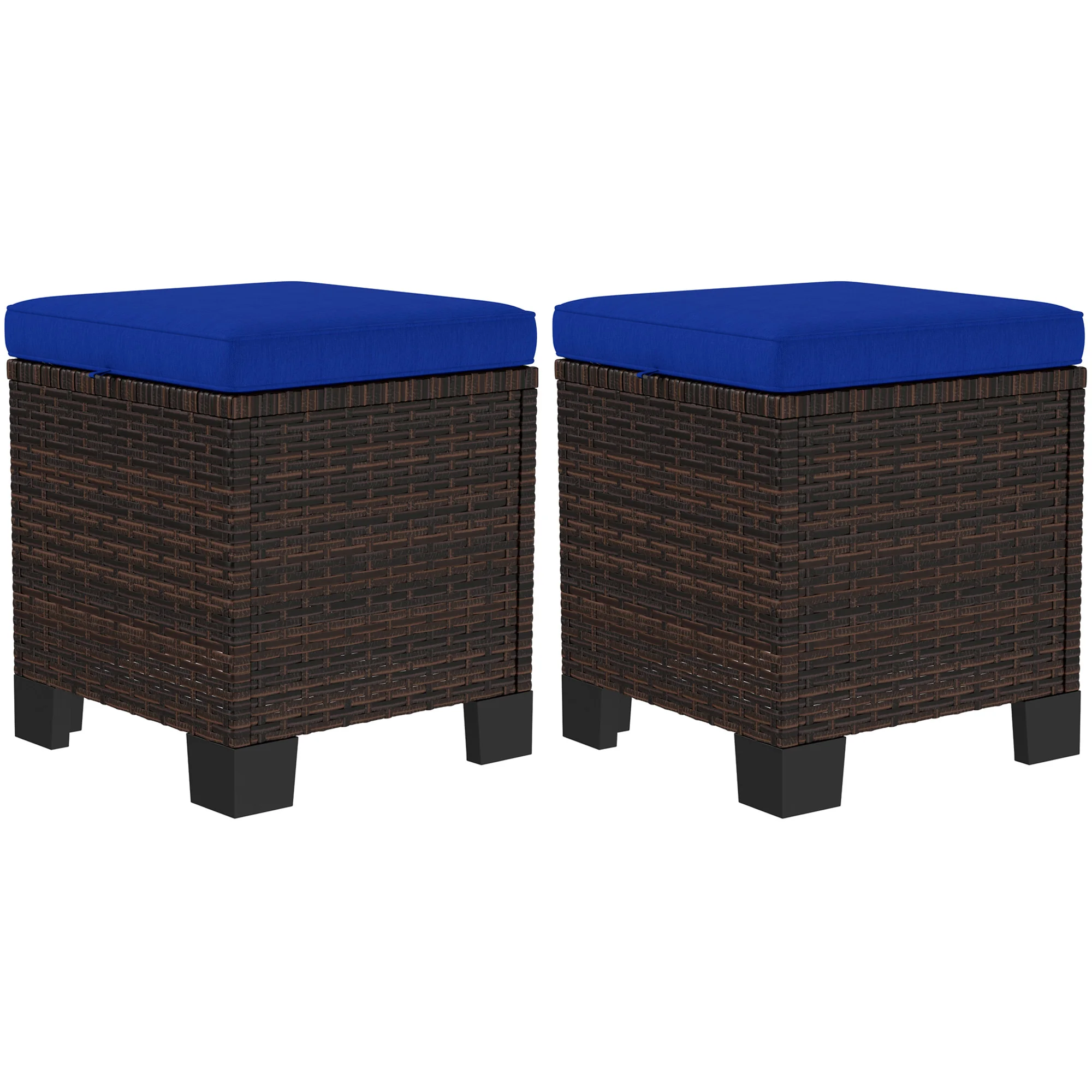 2 Piece Wicker Outdoor Ottomans with Cushions, Rattan Ottoman Footrest and Side Table for Patio, Yard, Poolside, Dark Blue
2 Piece Wicker Outdoor Ottomans with Cushions, Rattan Ottoman Footrest and Side Table for Patio, Yard, Poolside, Dark Blue
