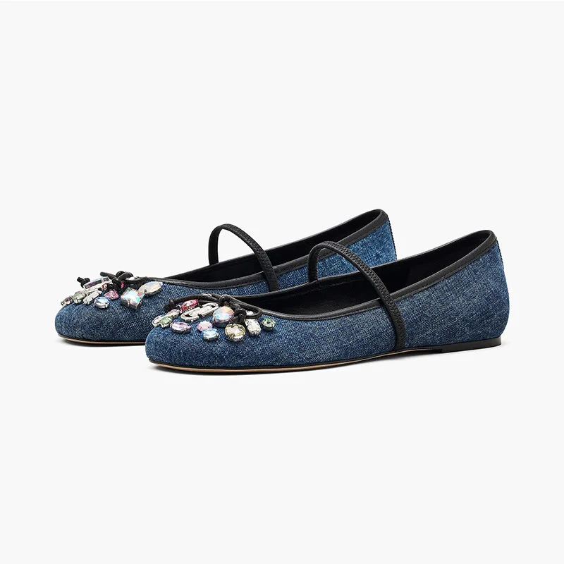 Denim Stretch Single-Strap Flats Round-Toe Colorful Rhinestone Pearls Pumps Comfortable Soft-Soled Buckled Women Shoes
Denim Stretch Single-Strap Flats Round-Toe Colorful Rhinestone Pearls Pumps Comfortable Soft-Soled Buckled Women Shoes