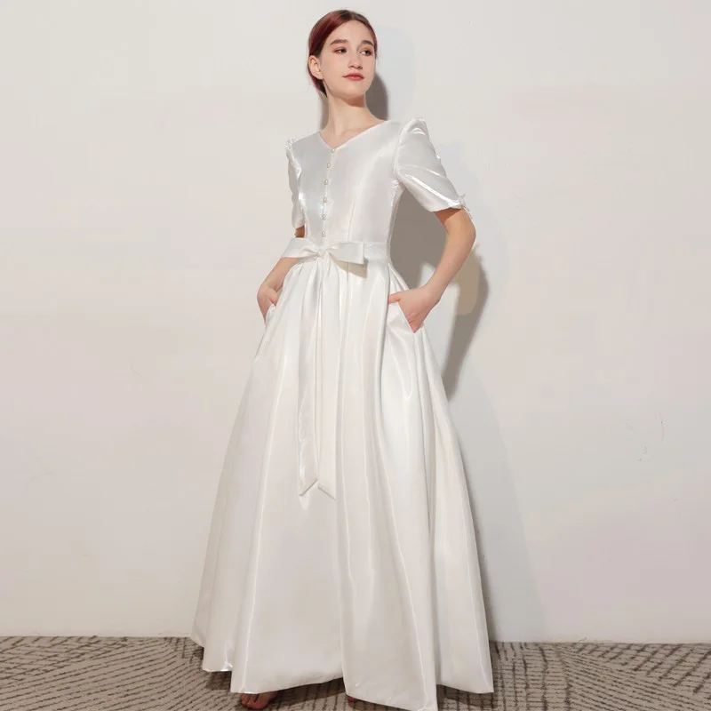 Girls Long V-neck Mid-sleeve Floor-length Waist Bow Elegant Bridesmaid Dress 12 to 14 years Old Girl Dress White Dress/customize
Girls Long V-neck Mid-sleeve Floor-length Waist Bow Elegant Bridesmaid Dress 12 to 14 years Old Girl Dress White Dress/customize