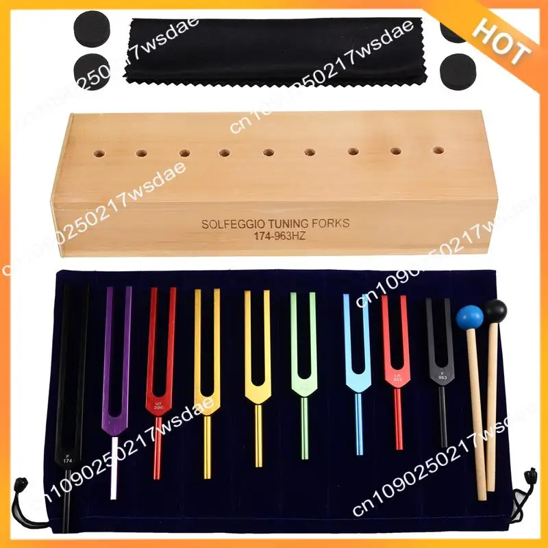 X08A 9-Piece Colorful Tuning Fork Set With Hammer And Wooden Storage Box For Healing, Meditation, And Yoga Practice
X08A 9-Piece Colorful Tuning Fork Set With Hammer And Wooden Storage Box For Healing, Meditation, And Yoga Practice