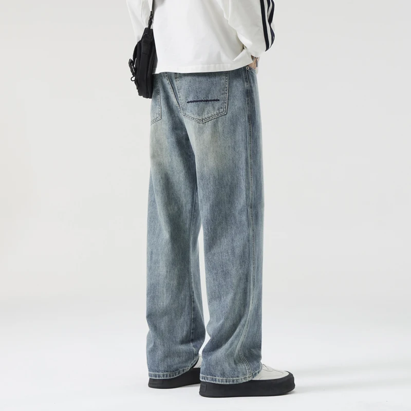 Высококачественные потертые джинсовые джинсы, мужские уличные минималистичные джинсовые брюки в стиле ретро, осенние новые повседневные свободные брюки синего цвета
Высококачественные потертые джинсовые джинсы, мужские уличные минималистичные джинсовые брюки в стиле ретро, осенние новые повседневные свободные брюки синего цвета