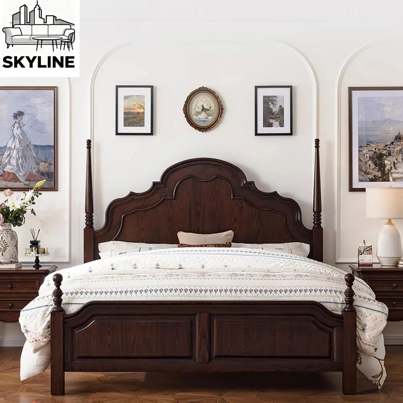 Solid wood double bed master bedroom 1.8 meters ash double bed vintage style
Solid wood double bed master bedroom 1.8 meters ash double bed vintage style