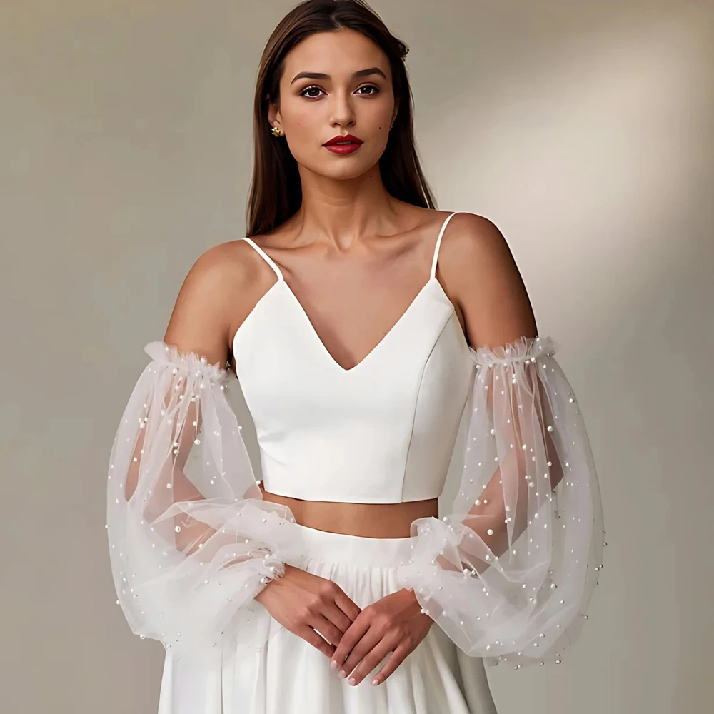 Puffy Tulle Wedding Party Sleeve Strapless Party Gown Retro Elastic One Pair Seperate Sleeves Customized
Puffy Tulle Wedding Party Sleeve Strapless Party Gown Retro Elastic One Pair Seperate Sleeves Customized