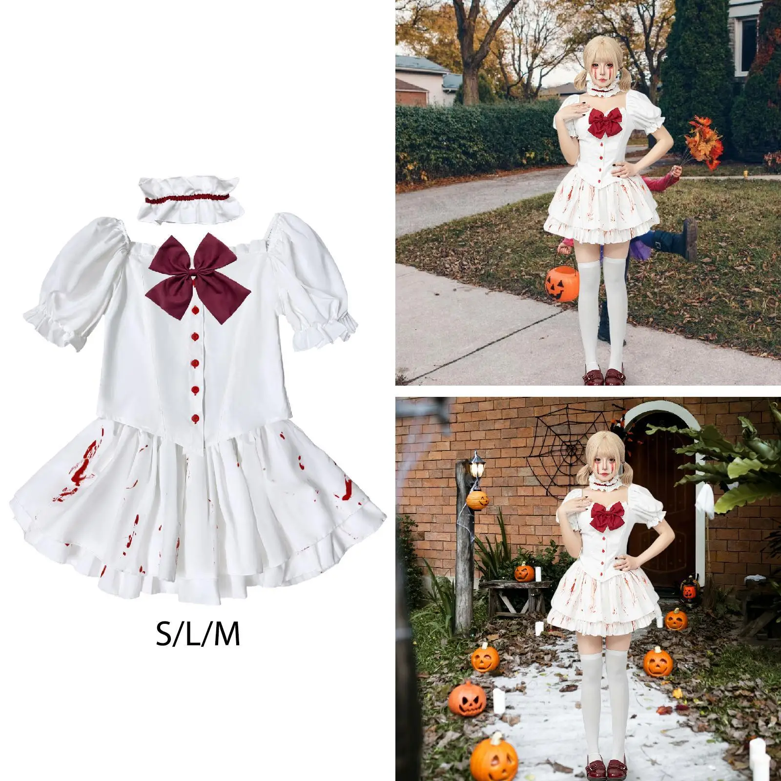 Кровавый наряд, комплект аксессуаров для косплея из полиэстера, костюм горничной на Хэллоуин для бара, маскарада, наряда, аниме, фестивальная фотография
Кровавый наряд, комплект аксессуаров для косплея из полиэстера, костюм горничной на Хэллоуин для бара, маскарада, наряда, аниме, фестивальная фотография