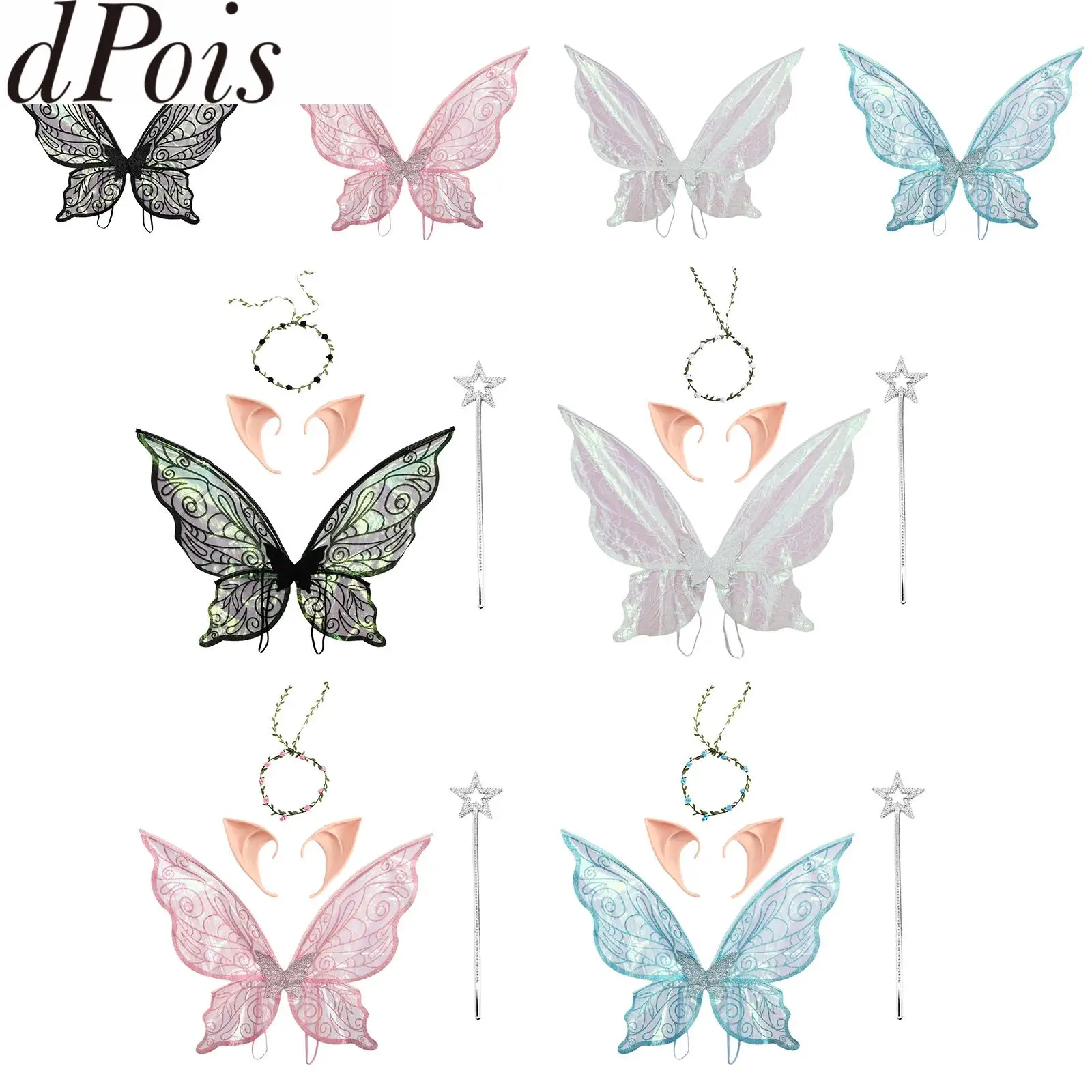 Halloween Cosplay Butterfly Fairy Wings with Elf Ears Fairy Stick Garland Sparkle Princess Angel Wing Headband Women Girls Decor
Halloween Cosplay Butterfly Fairy Wings with Elf Ears Fairy Stick Garland Sparkle Princess Angel Wing Headband Women Girls Decor