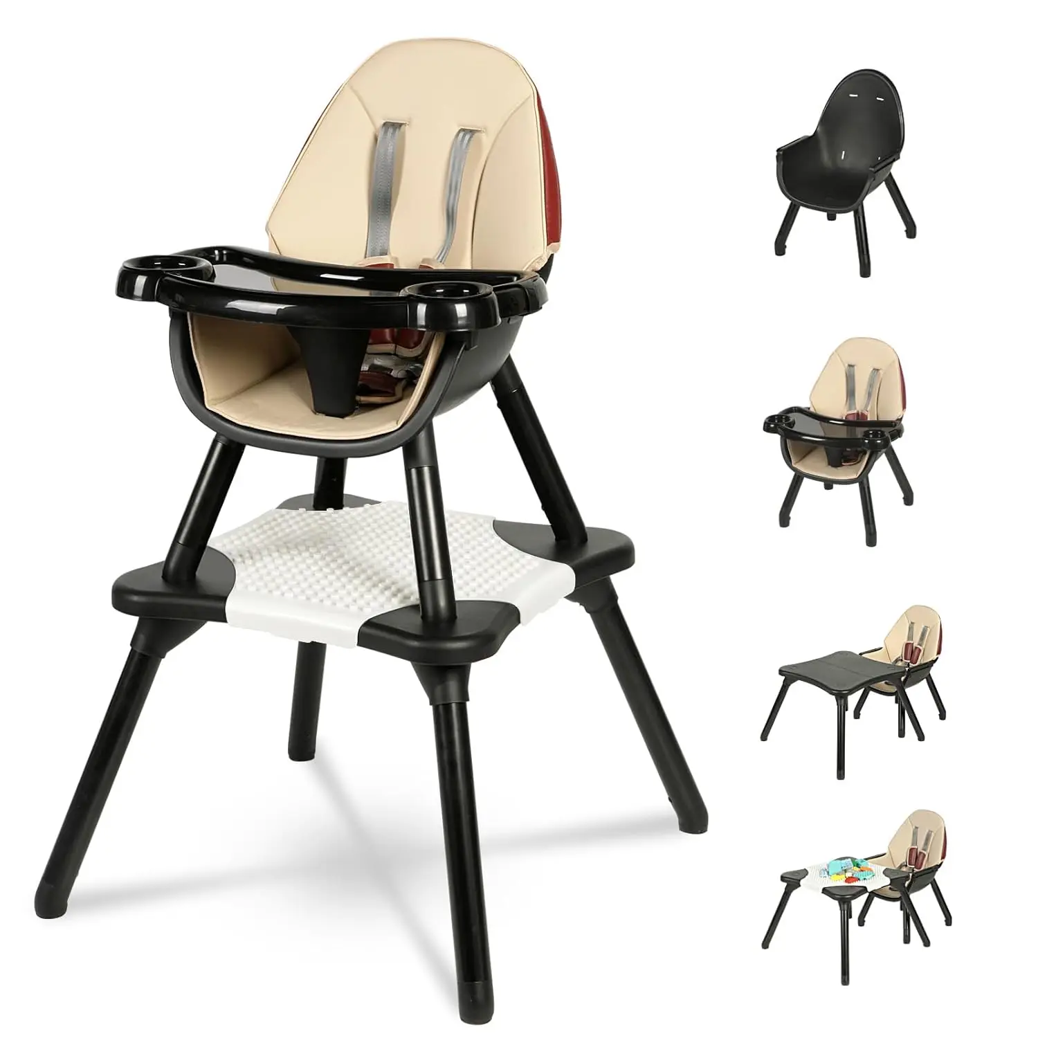 Convertible High Chair For Babies Toddlers Booster Seat Table Chair Set Feeding Chair 5 Point Harness Removable Tray Pu Cushion
Convertible High Chair For Babies Toddlers Booster Seat Table Chair Set Feeding Chair 5 Point Harness Removable Tray Pu Cushion