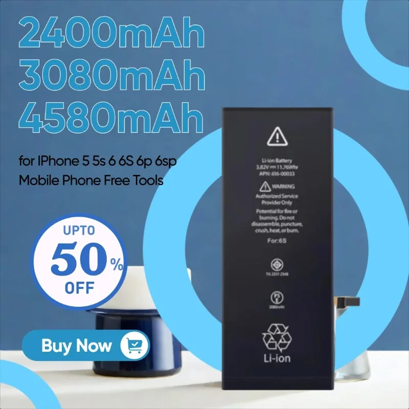 New Upgraded 2400mAh 3080mAh 4580mAh High-quality Battery for IPhone 5 5s 6 6S 6p 6sp Mobile Phone Free Tools 
New Upgraded 2400mAh 3080mAh 4580mAh High-quality Battery for IPhone 5 5s 6 6S 6p 6sp Mobile Phone Free Tools