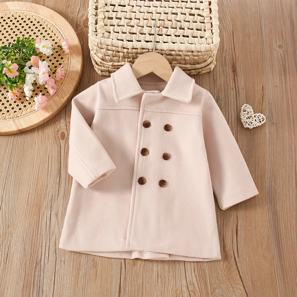 New autumn and winter children's woolen coat girls' solid color lapel double row button casual coat
New autumn and winter children's woolen coat girls' solid color lapel double row button casual coat
