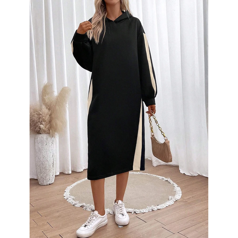 Azarooyi Women's Dresses Autumn Fashion French Color Block Long Sleeve Hoodre Pull Over Midi A-Line Weekend Dresses
Azarooyi Women's Dresses Autumn Fashion French Color Block Long Sleeve Hoodre Pull Over Midi A-Line Weekend Dresses