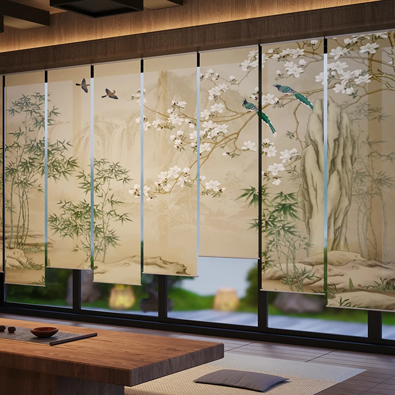 New Chinese screen soft partition living room door curtain decoration tea room background wall
New Chinese screen soft partition living room door curtain decoration tea room background wall