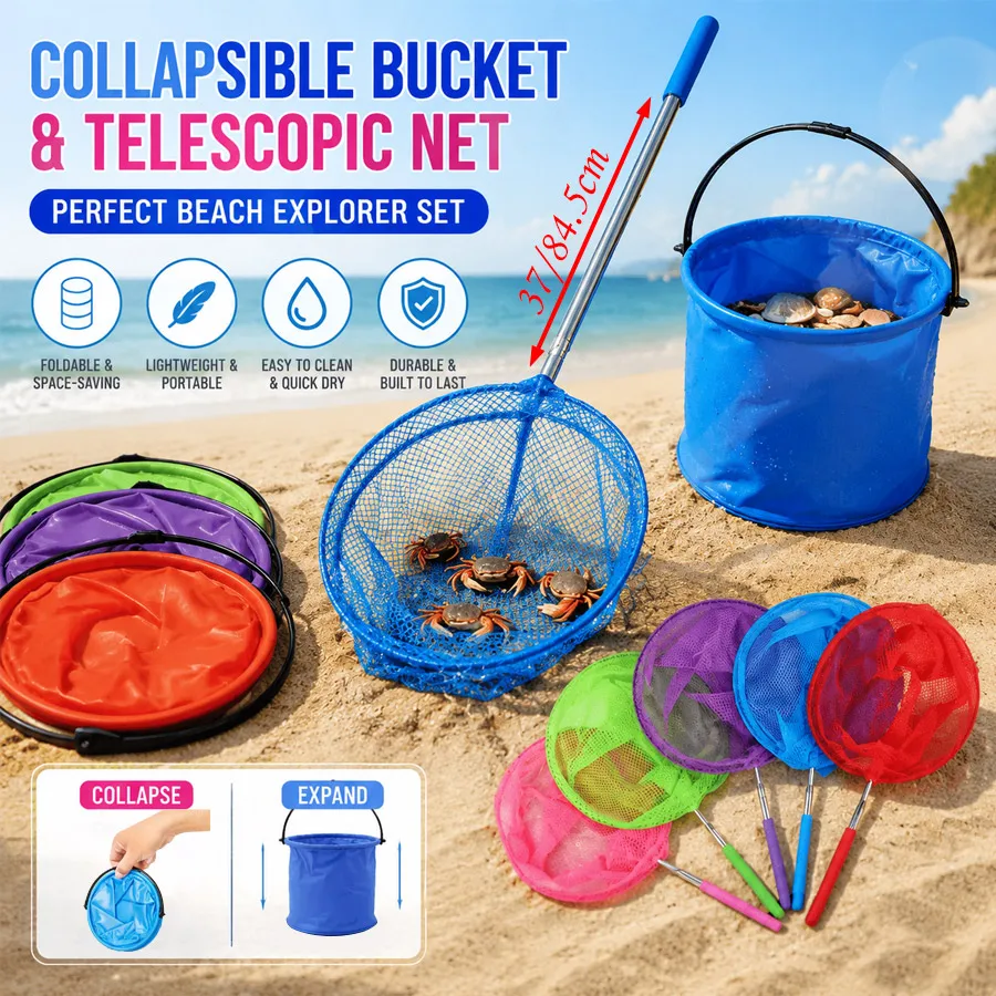 2-in-1 Kids Fishing Kit, Telescopic Net & Foldable Bucket, Lightweight Portable Outdoor Toy for Beach Camping Garden
2-in-1 Kids Fishing Kit, Telescopic Net & Foldable Bucket, Lightweight Portable Outdoor Toy for Beach Camping Garden