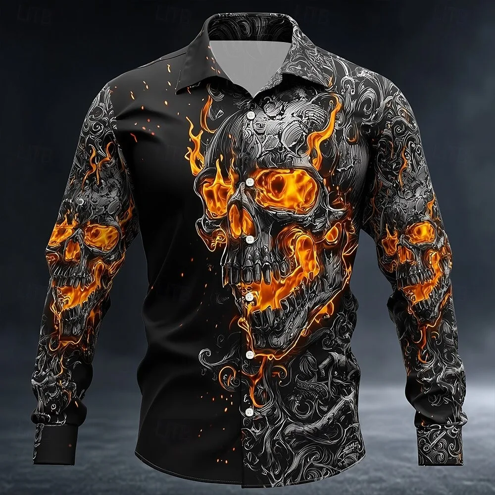 Halloween 3D Lightning Skeleton Print Men's Shirts Funny Skull Graphic Long Sleeve Lapel Button Shirt Creative Design Loose Tops
Halloween 3D Lightning Skeleton Print Men's Shirts Funny Skull Graphic Long Sleeve Lapel Button Shirt Creative Design Loose Tops