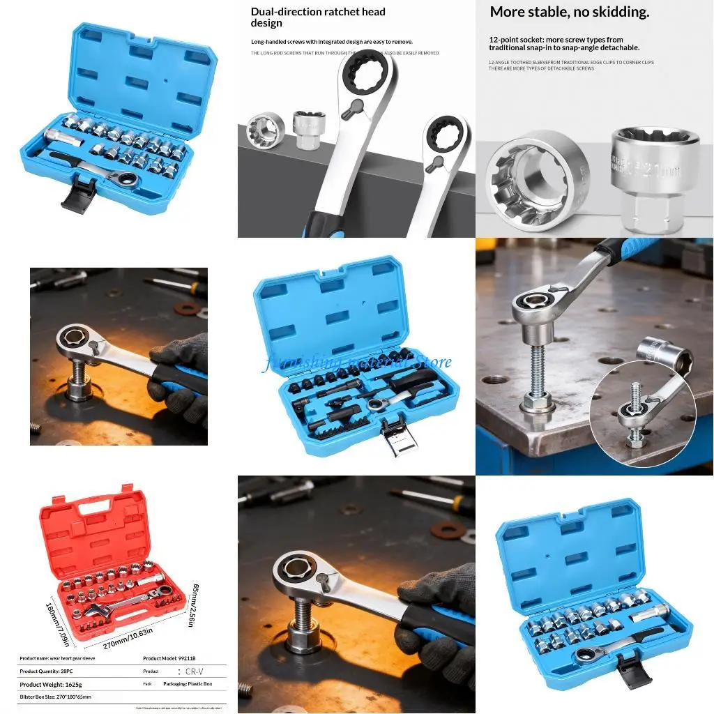 Y5GD Bidirectional Ratchet Spanner Set for Quick Reversal Efficiency 12 Point Design