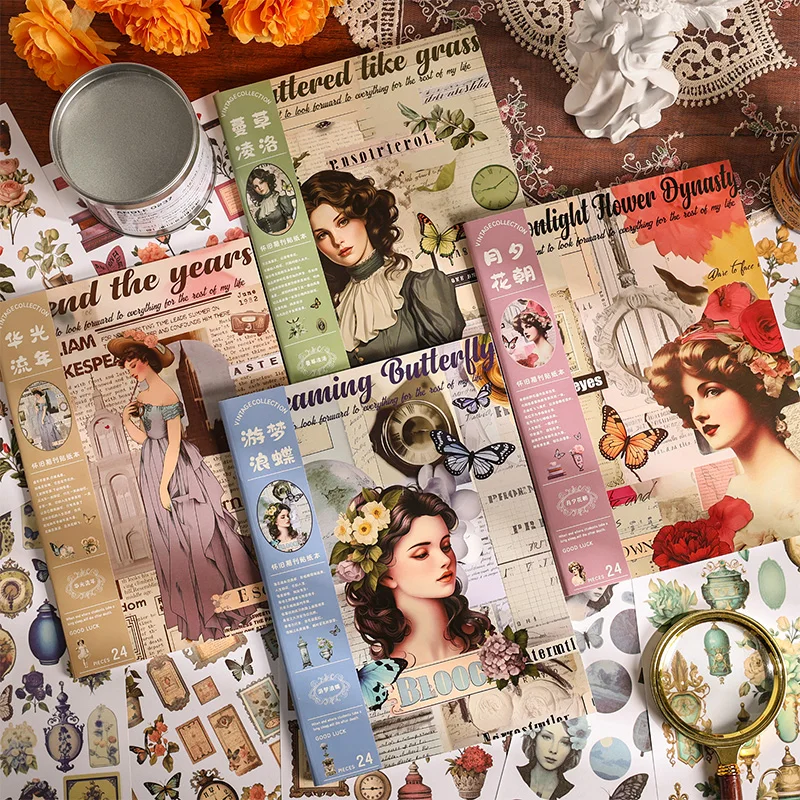 24 Pcs Large size PET Sticker Book Kit DIY Scrapbooking Supplies Collage Junk Journal Vintage Decor Stationery Supplies
24 Pcs Large size PET Sticker Book Kit DIY Scrapbooking Supplies Collage Junk Journal Vintage Decor Stationery Supplies