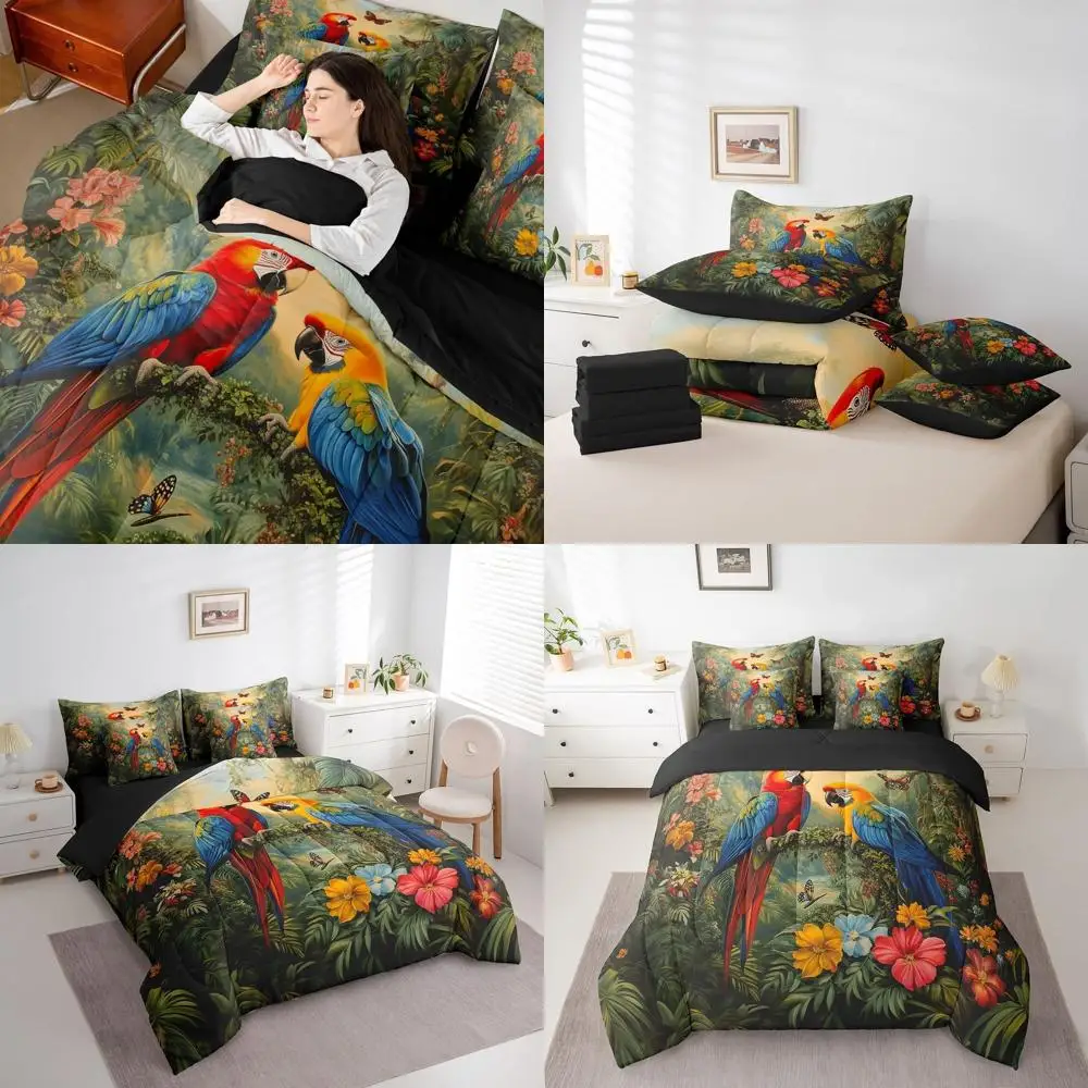 Queen Size Tropical Bird Themed Comforter Set with Sheet and Pillowcases for Kids or Adults
Queen Size Tropical Bird Themed Comforter Set with Sheet and Pillowcases for Kids or Adults