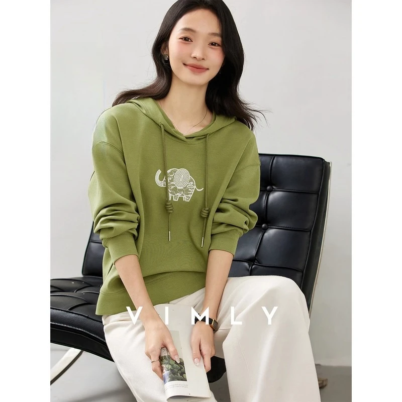 VIMLY Green Hoodies Woman Autumn 2025 Casual Elephant Funny Embroider Loose Ribbed Cuffs Female Sweatshirts Clothes Woman A2001
VIMLY Green Hoodies Woman Autumn 2025 Casual Elephant Funny Embroider Loose Ribbed Cuffs Female Sweatshirts Clothes Woman A2001