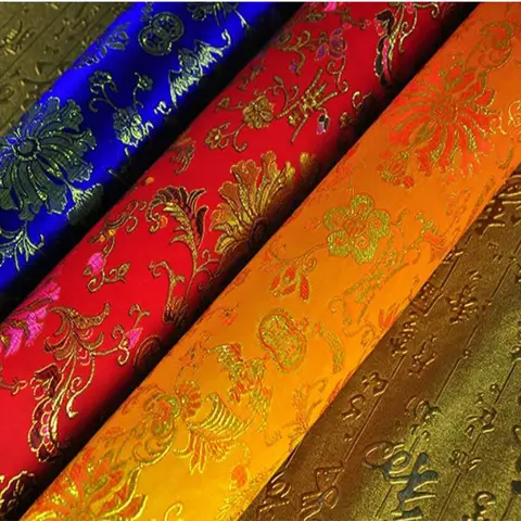 Yellow floral Damask Fabric for Women Coat Dress Skirt curtain table cloth DIY sewing handmade patchwork by meter