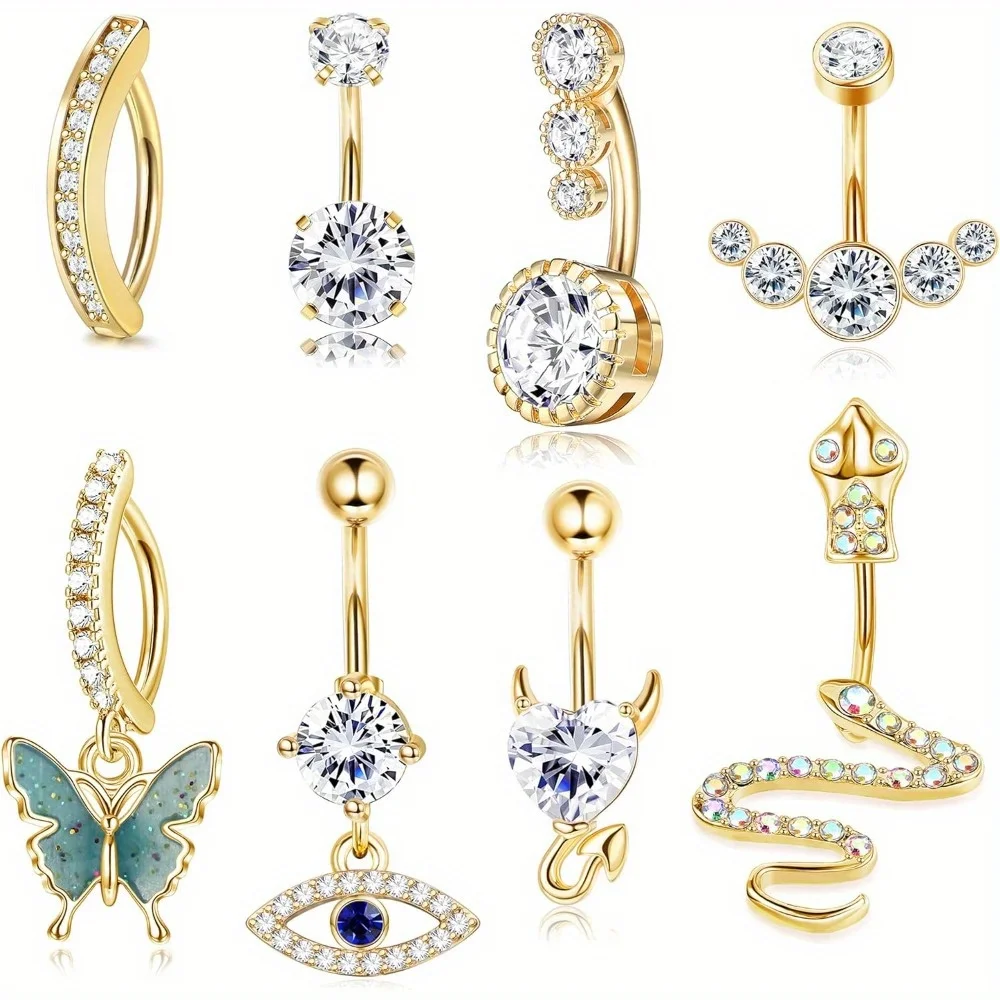 BESTEEL 1Pcs Stainless Steel 14G Belly Button Rings Dangle Gold Plated CZ for Women Reverse Navel Rings Belly Button Piercing
BESTEEL 1Pcs Stainless Steel 14G Belly Button Rings Dangle Gold Plated CZ for Women Reverse Navel Rings Belly Button Piercing