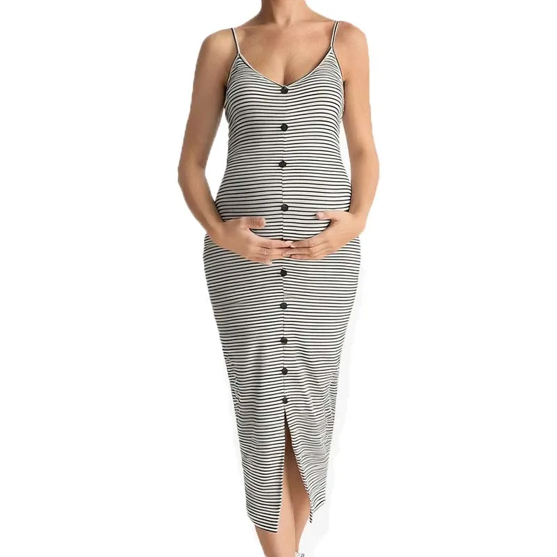 Maternity Dress Striped Cami Midi V Neck Button Front Split Bodycon Slim Fit Sleeveless Backless Pregnancy Pregnant Women S-XL
Maternity Dress Striped Cami Midi V Neck Button Front Split Bodycon Slim Fit Sleeveless Backless Pregnancy Pregnant Women S-XL