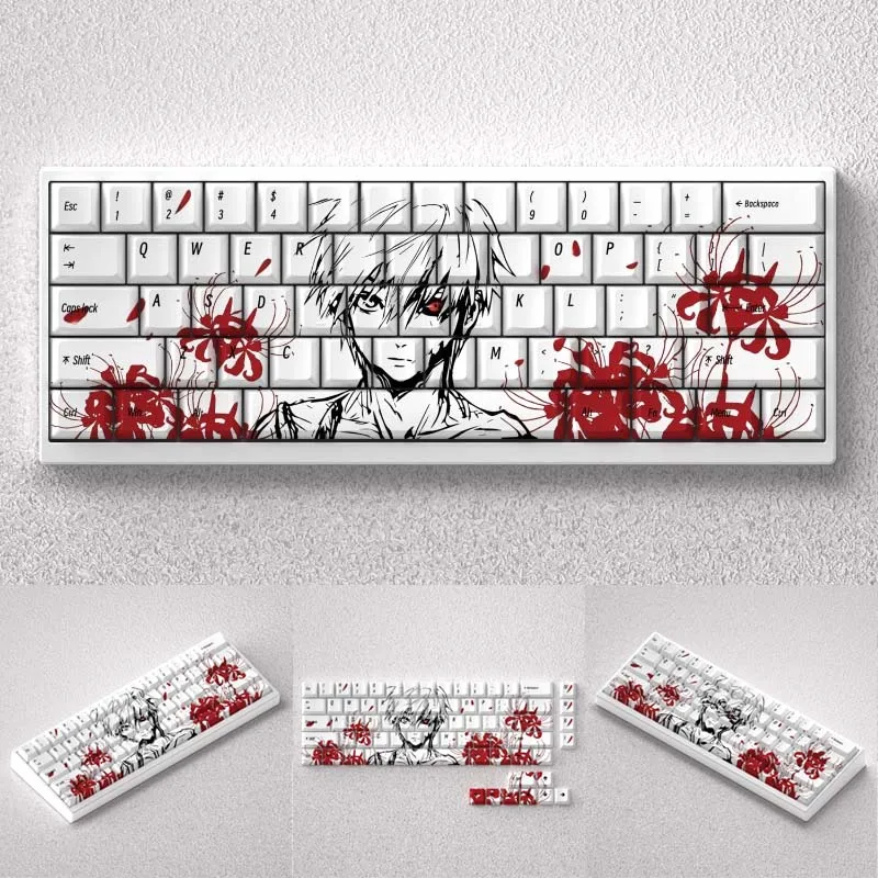 68pcs Tokyo Ghoul Kaneki Ken ABS Universal Mechanical Keyboard Keycaps Replacement DIY Cross Axis Keycap Universal Accessories 
68pcs Tokyo Ghoul Kaneki Ken ABS Universal Mechanical Keyboard Keycaps Replacement DIY Cross Axis Keycap Universal Accessories