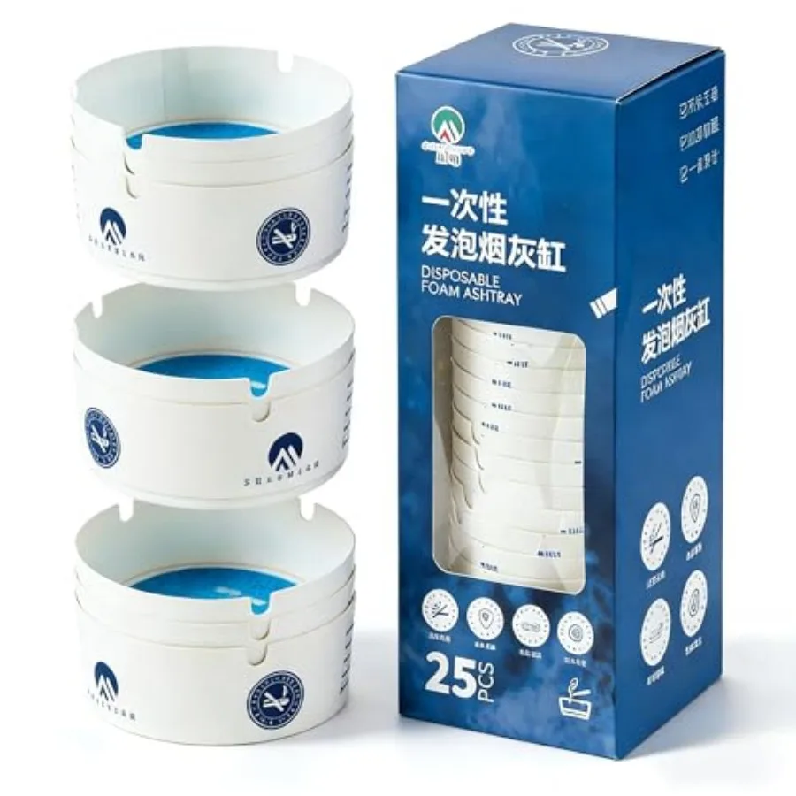 LiandZhao Disposable Ashtrays 25-Pack Disposable Ashtrays for Cigarettes with Water-Foaming Sand Base, Odor Control, Mess-Free,
LiandZhao Disposable Ashtrays 25-Pack Disposable Ashtrays for Cigarettes with Water-Foaming Sand Base, Odor Control, Mess-Free,
