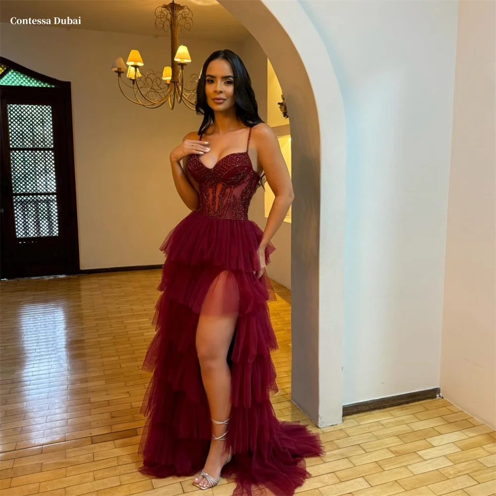 Sansa Dubai Burgundy Спагетти-бретельки Многоуровневые платья для выпускного вечера с разрезом по бокам Индивидуальные платья فساتين заслуживают изысканные вечерние платья
Sansa Dubai Burgundy Спагетти-бретельки Многоуровневые платья для выпускного вечера с разрезом по бокам Индивидуальные платья فساتين заслуживают изысканные вечерние платья