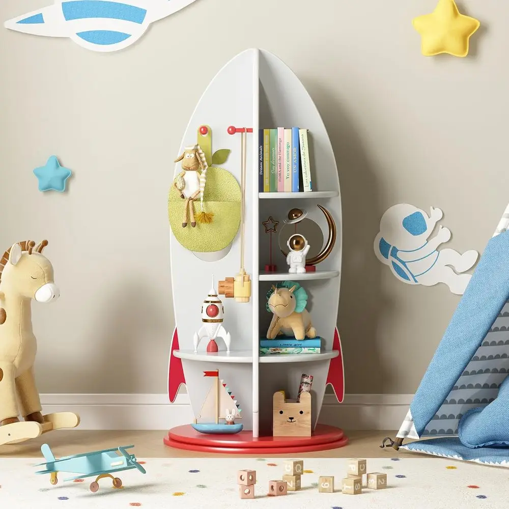 Space-Themed 360-Degree Rotating Toy Storage Organizer for Kids, Multi-Tier Bookcase with Hooks, Playroom and Nursery Friendly
Space-Themed 360-Degree Rotating Toy Storage Organizer for Kids, Multi-Tier Bookcase with Hooks, Playroom and Nursery Friendly