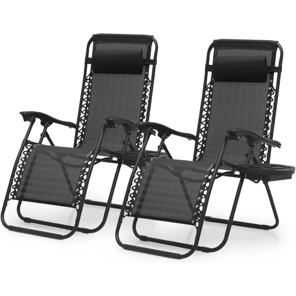 Zero Gravity Lounge Chairs Set of 2, Outdoor Patio Reclining Chair with Side Tray, Adjustable Anti-Gravity Recliners with Pillo
Zero Gravity Lounge Chairs Set of 2, Outdoor Patio Reclining Chair with Side Tray, Adjustable Anti-Gravity Recliners with Pillo