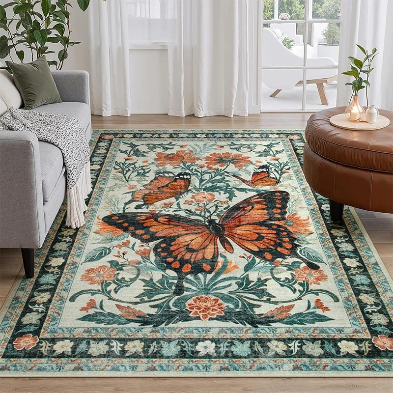 Living Room Carpet Bedroom Bedside Floor Mat Butterfly Retro Style Machine Washable Foldable Large Area Rug Non-slip Foot Mats
Living Room Carpet Bedroom Bedside Floor Mat Butterfly Retro Style Machine Washable Foldable Large Area Rug Non-slip Foot Mats