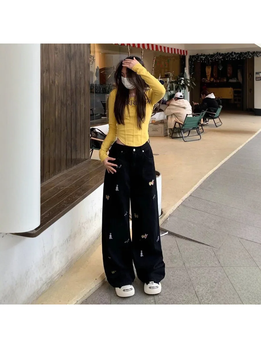 plus Size American Retro Embroidered Dog Wide Leg Jeans Women Loose Slim Straight Long Pants Fat MM High Waist Button Style
plus Size American Retro Embroidered Dog Wide Leg Jeans Women Loose Slim Straight Long Pants Fat MM High Waist Button Style
