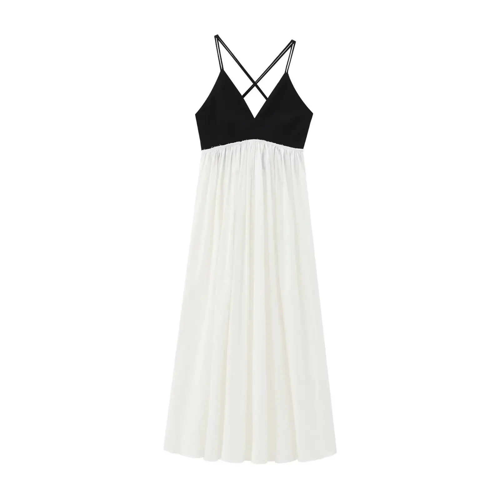 Women's new fashion backless lace up decorative splicing V Neck wide pleated MIDI dress retro sleeveless women's dress Mujer
Women's new fashion backless lace up decorative splicing V Neck wide pleated MIDI dress retro sleeveless women's dress Mujer
