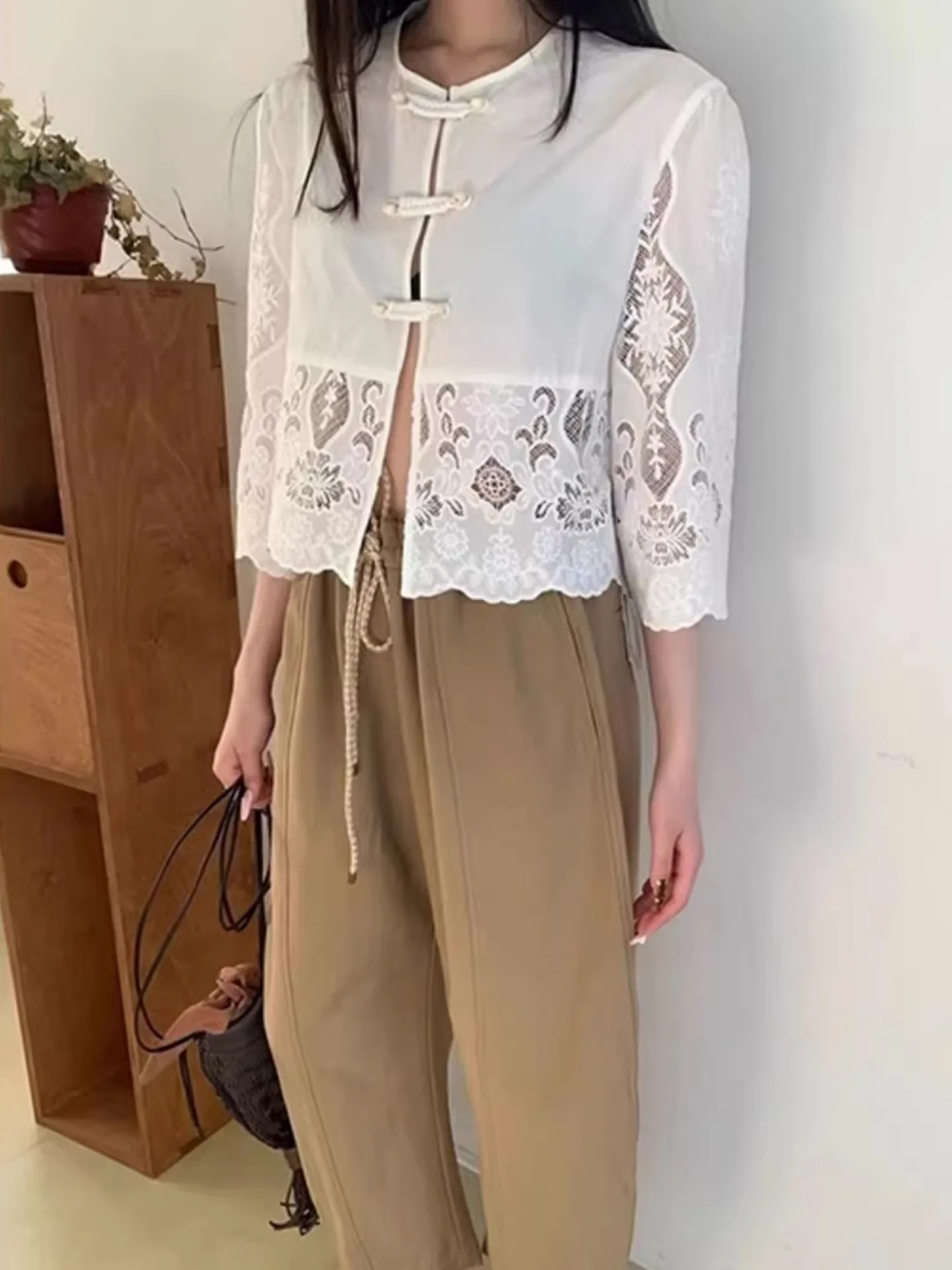 Withered Double Headed Button Up Shirt For Women, Round Neck, Loose Seven Quarter Sleeve Top For Women Blouses Women's Clothes
Withered Double Headed Button Up Shirt For Women, Round Neck, Loose Seven Quarter Sleeve Top For Women Blouses Women's Clothes