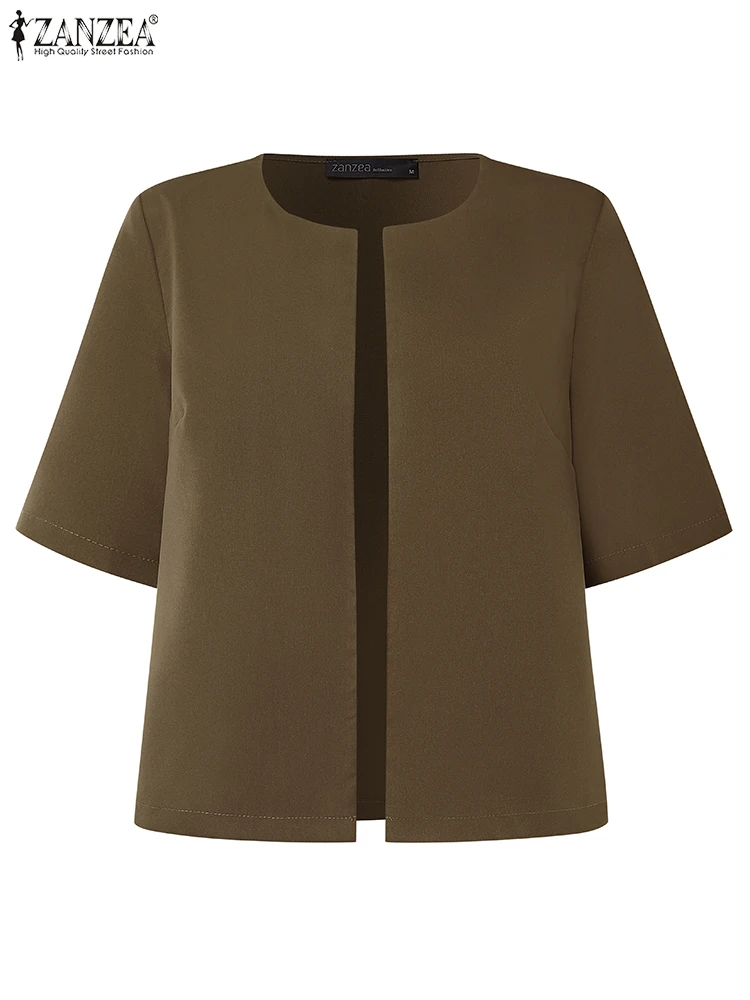 ZANZEA Women Fashion Blazer Short Sleeve Shirts O-Neck Casual Loose Solid Tunic Tops 2025 Summer Elegant Office Lady OL Coats
ZANZEA Women Fashion Blazer Short Sleeve Shirts O-Neck Casual Loose Solid Tunic Tops 2025 Summer Elegant Office Lady OL Coats