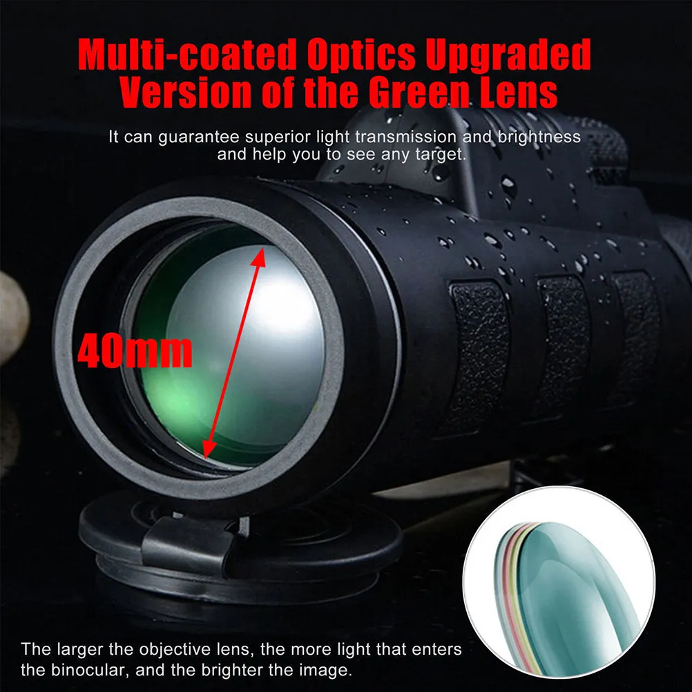 40x60 Monocular Telescope Ultra Compact Lightweight Bright Clear View High Light Transmission Day Night Vision for Bird Watching
40x60 Monocular Telescope Ultra Compact Lightweight Bright Clear View High Light Transmission Day Night Vision for Bird Watching