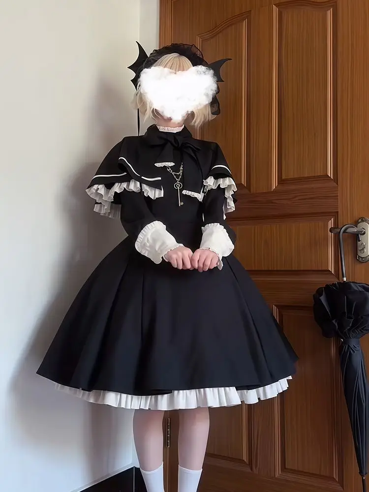 NONSAR Autumn/Winter black cape + Loliota dress two-piece set of nun-style Lolita outfit
NONSAR Autumn/Winter black cape + Loliota dress two-piece set of nun-style Lolita outfit