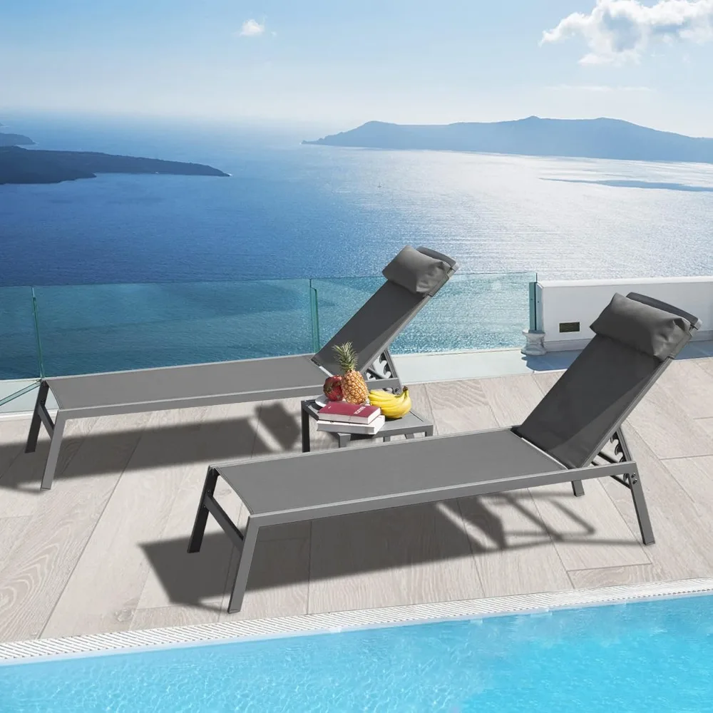 Domi Patio 3 Pieces Aluminum Textilene Chaise Lounge Set with Side Table Outdoor,Adjustable Back&Pillow for Yard,Garden,Sunbathi
Domi Patio 3 Pieces Aluminum Textilene Chaise Lounge Set with Side Table Outdoor,Adjustable Back&Pillow for Yard,Garden,Sunbathi